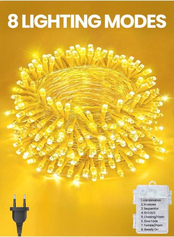 مودي 50M Warm White LED Fairy String Light with 8 Lighting Modes, Waterproof Decorative Lights for Eid, Ramadan, Garden, Balcony, Party & Indoor Outdoor Decor - Image 3